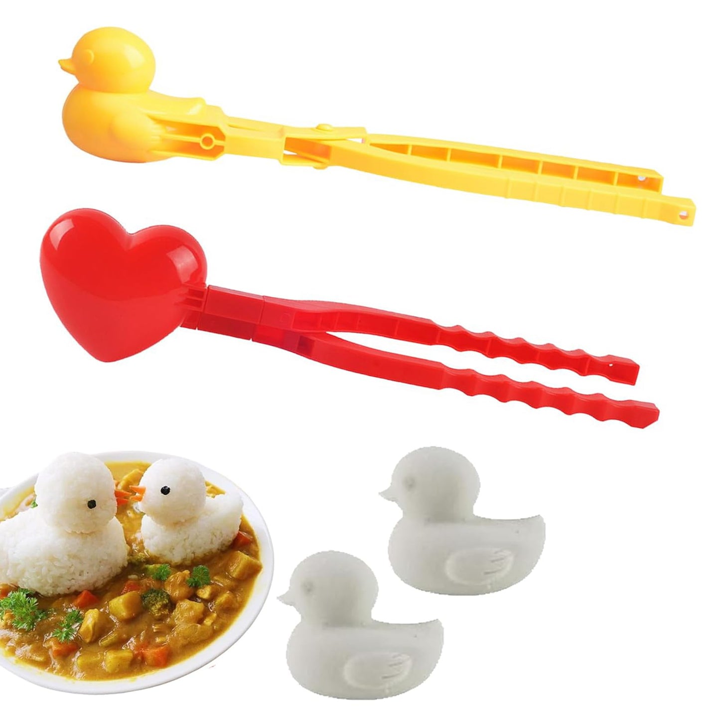 Heart + Duck Rice Molds (random colors)